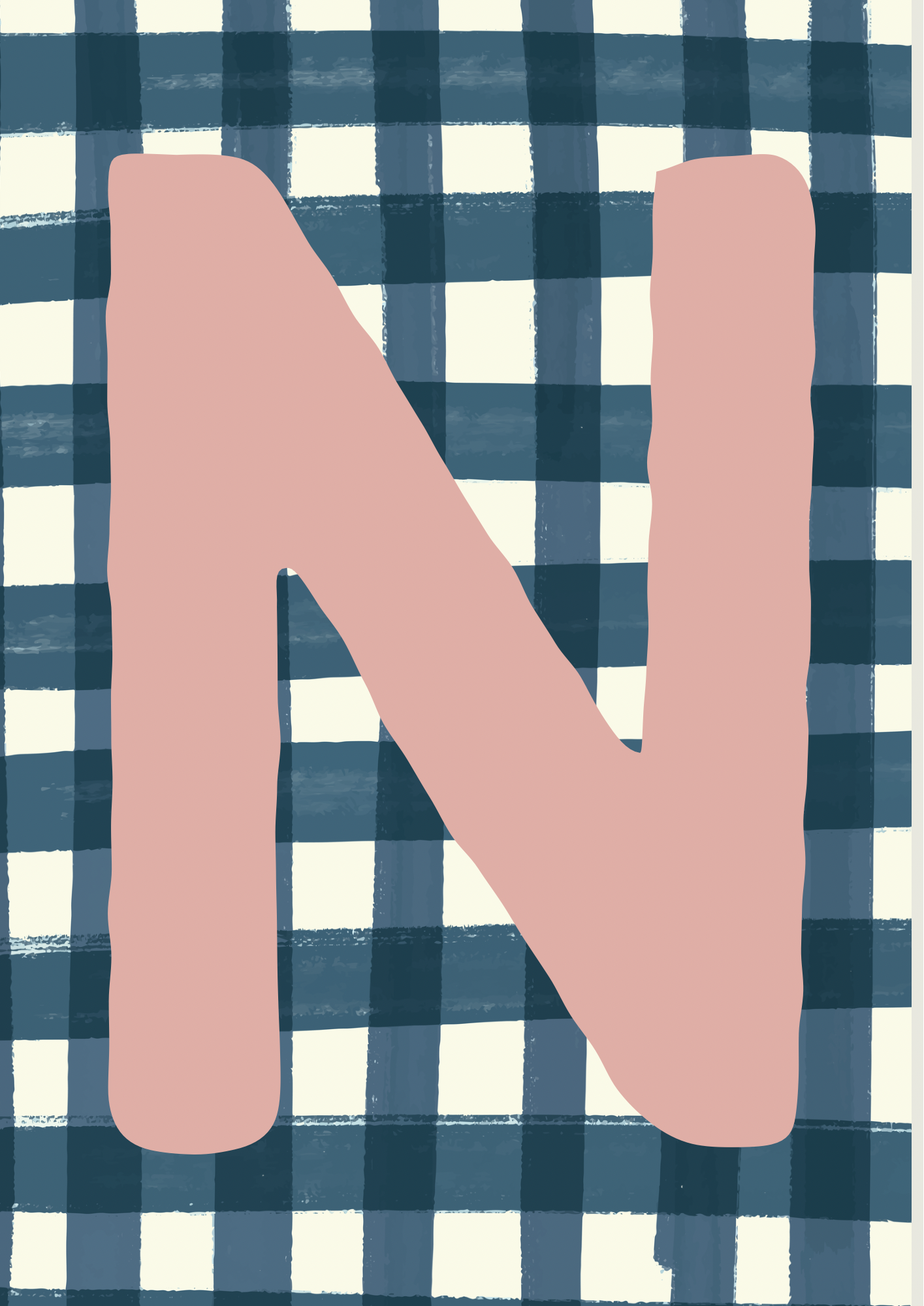 Letterposter blauwe ruit paarse letter