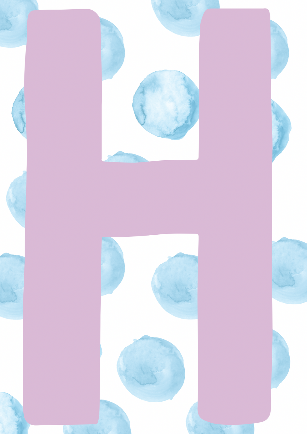 Letterposter blauwe stippen paarse letter