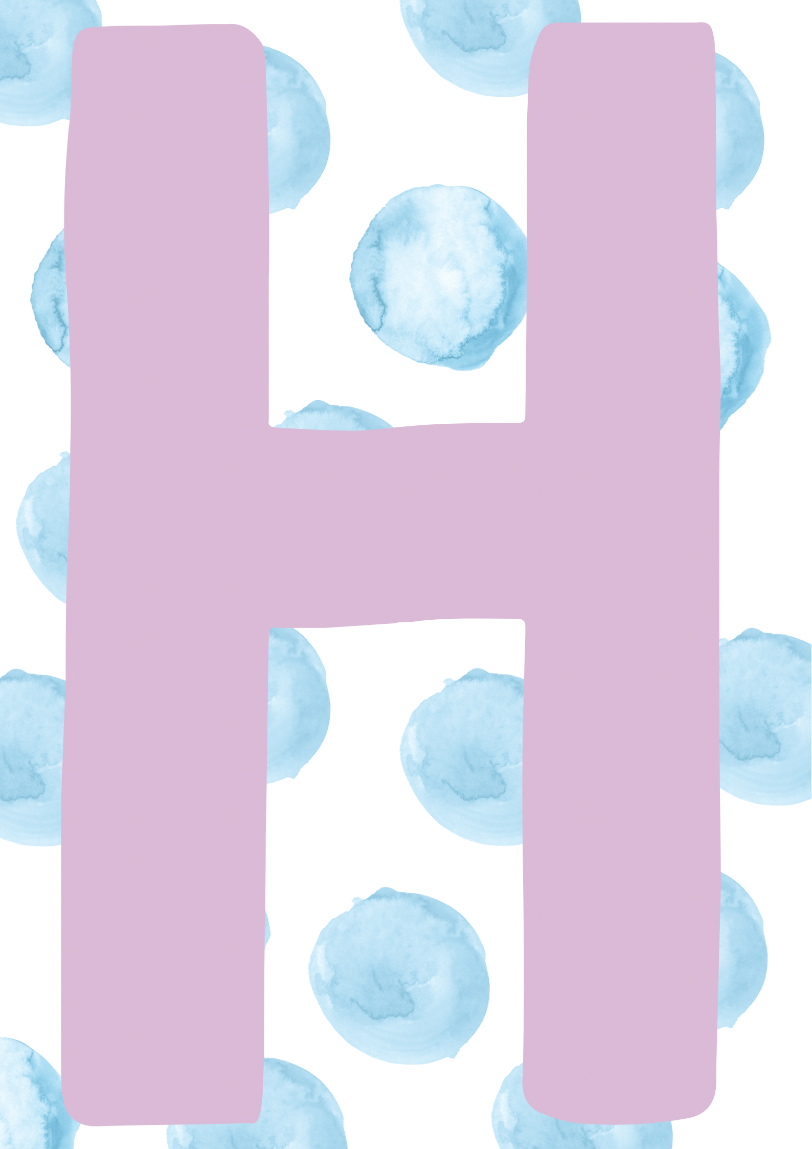 Letterposter blauwe stippen paarse letter