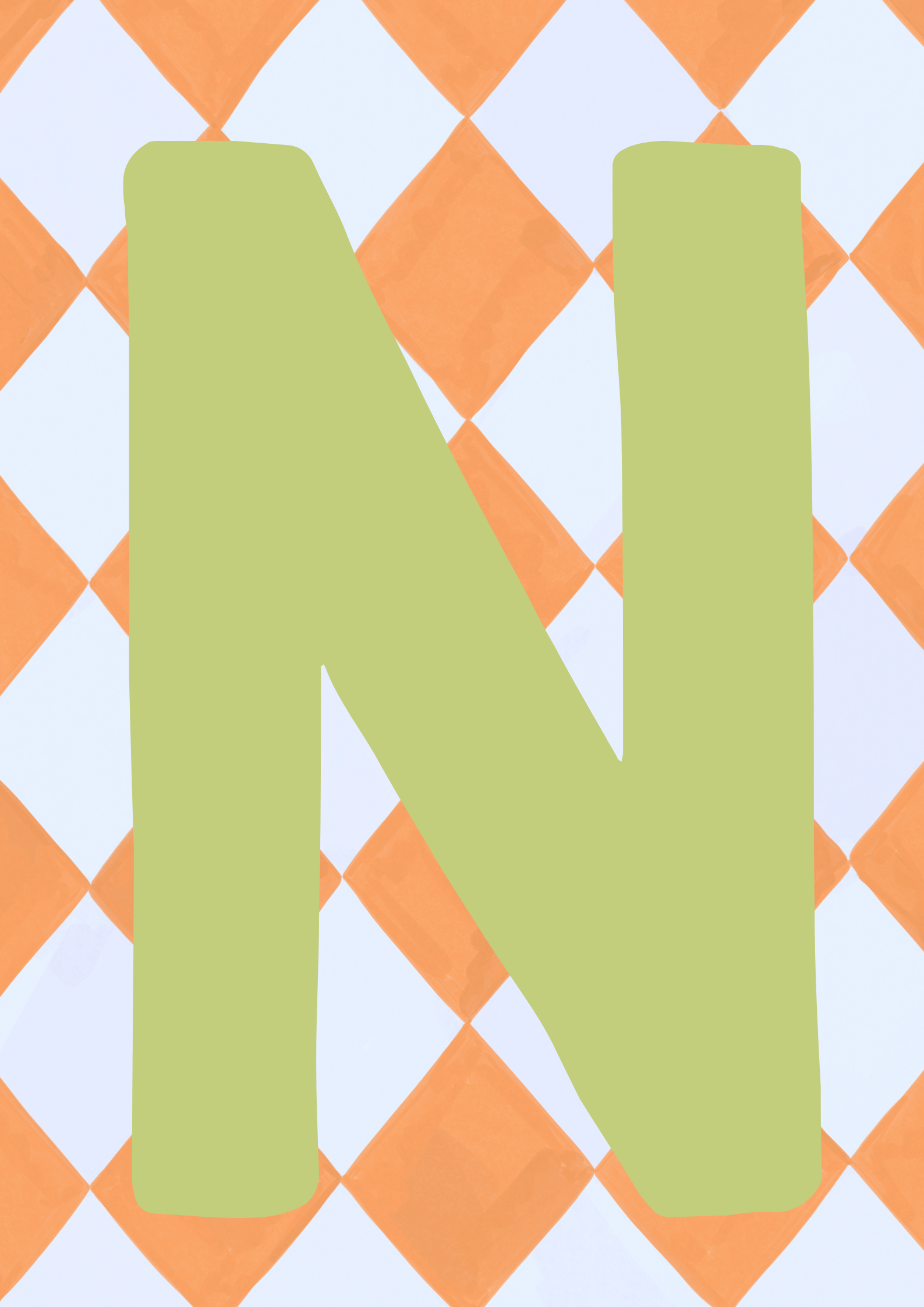 Letterposter oranje ruit groene letter