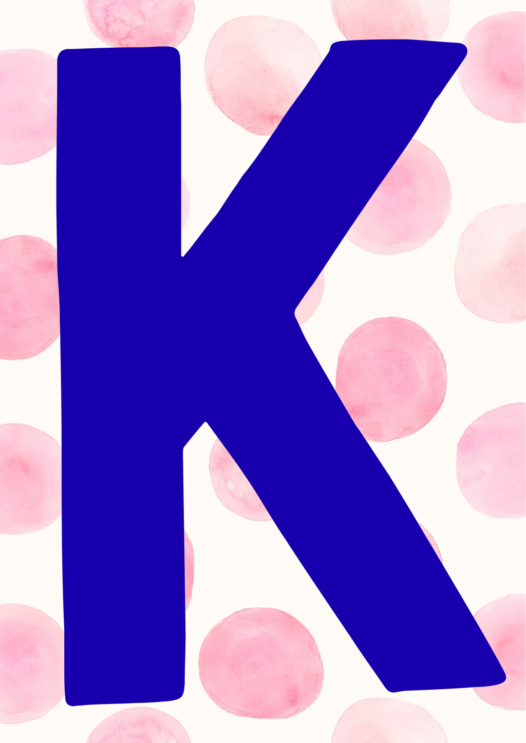 Letterposter roze stippen blauwe letter