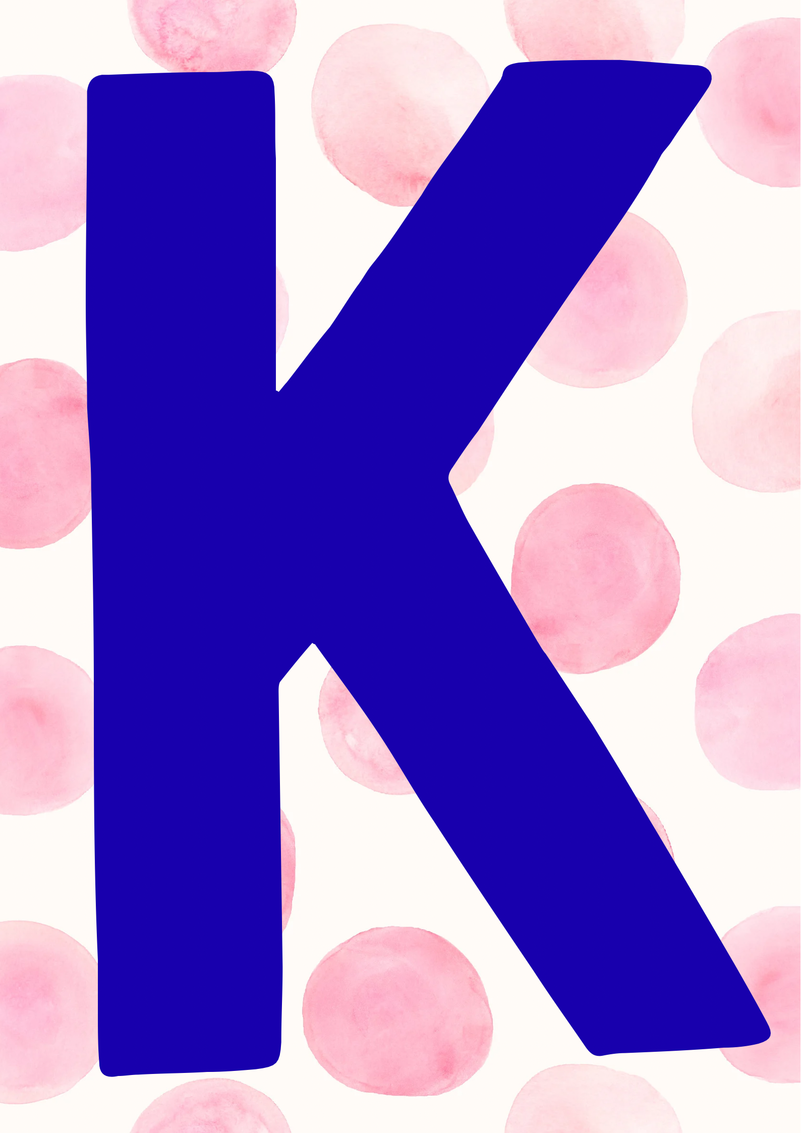 Letterposter roze stippen blauwe letter